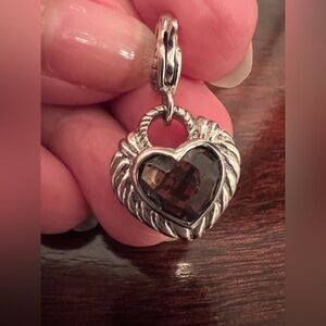 JUDITH RIPKA STERLING SILVER CHARM, BALE OPENS, SMOKY QUARTZ